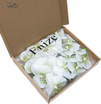 Fnize Faux Orchid Stems Real Touch Artificial Phalaenopsis Flowers Latex Petals 38 Inches 2pcs (Green White)