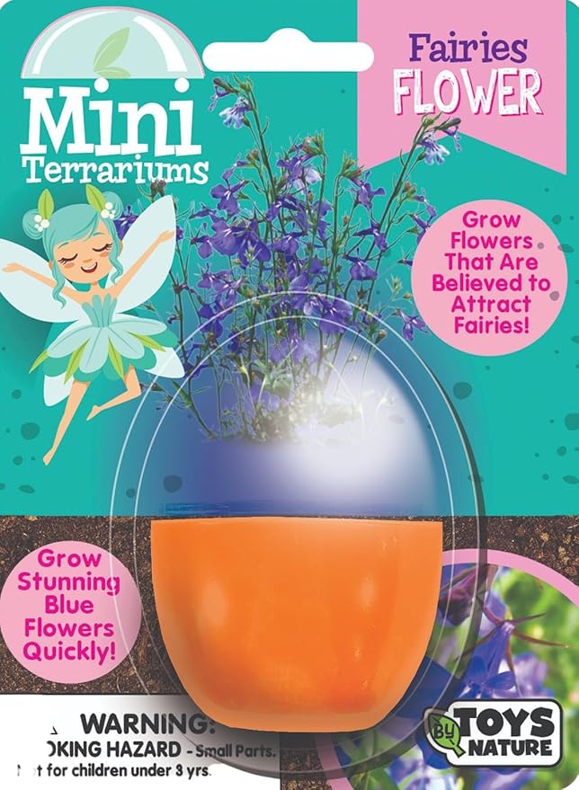 Toys By Nature Mini Terrarium Flowering Bundle, 100% USA Made Complete Starter Kit Includes 2 Each of Lobelia, Dixie Belle Hibiscus, Rose of Sharon, Easy to Grow Planting Seeds Just Add Water