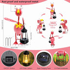 Solar Garden Lights Flamingo Statue with Solar Lantern, Flamingo Decor Fairy Accessories, Mothers Day Birthday Gifts for Women Mom Grandma, Big Metal Decorative Stakes for Home Patio Porch Yard Art