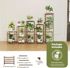 Bamworld Plant Stands Indoor 5 Sets Plant Shelves Outdoor Wooden Plant Holder for Multiple Plants Flower Stands for Living Room Balcony Garden Patio Lawn Window