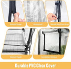 Indoor Greenhouse with Grow Light, 4-Tier Plant Stand with Zippered PVC Tent, Ventilation Window, Bottom Pouch, 20W Full Spectrum Plant Light with Timer for Seed Starting, 27"L x 19"W x 59"H