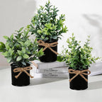 4 Potted Artificial Plants Metal Fake Potted Plant with Iron Pot Mini Greenery Decor Small Faux Plants for Indoor Farmhouse Home Porch Garden Bathroom Room Décor Black