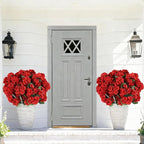26Pcs Geranium Artificial Flowers for Outdoors Decoration Geranium Silk Flowers Outsides UV Resistant Garden Plants Faux Flower for Front Door Garden Porch Planter Patio Balcony Yard Indoor Home (Red)