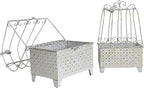 2-Piece Vintage Metal Birdcage Planter Set, Rustic Distressed Plant Holder, Farmhouse Floral Containers for Indoor Outdoor Garden, Patio & Tabletop Decor