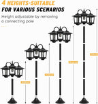 73" Aluminum Solar Lamp Post Light, 3-Head Solar Light Posts for Outside Waterproof, 90Lm Outdoor Lamps for Patio, Backyard, Front Porch Decor, Warm White, Replaceable Bulb