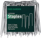 FEED GARDEN 4 Inch 200 Pack Hot-dip Galvanized Landscape Staples 11 Gauge Anti-Rust Garden Stakes Landscaping Fabric SOD Pins Yard Stakes for Weed Barrier Fabric