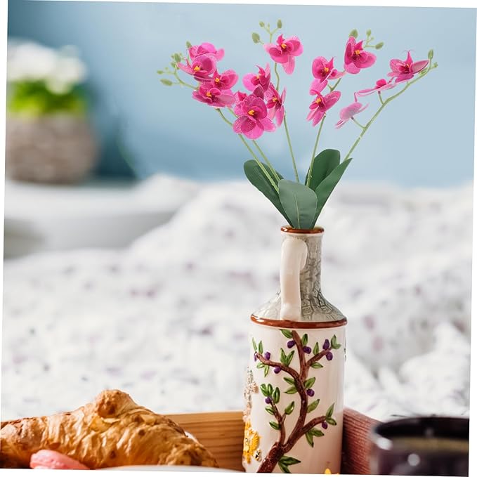 PRETYZOOM Artificial Phalaenopsis Orchid Stem Realistic Faux Flower Arrangement for Home Decor Wedding and Event Decoration for Living Room and Office Aesthetic