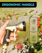 RAINPOINT Garden Hose Nozzle, 9 Spray Patterns Water Hose Nozzle, Heavy Duty Metal Sprayer Nozzle, Adjustable Hand Sprayer, Watering Plants and Lawn, Blue