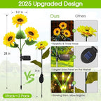KOOPER Solar Lights Outdoor Decor - Upgraded 8 Pack Solar Garden Lights with 24 Sunflower Lights, Waterproof Solar Outdoor Lights Auto ON/Off Solar Decorative Lights for Garden, Patio, Yard