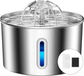 Stainless Steel Cat Water Fountain - 108oz/3.2l Metal Pet Water Bowl Dispenser with Quiet Pump - Automatic Water Fountains for Dog/Cats Drinking - Pets Waterer Indoor with Replacement Filters