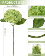 DuHouse 3Pcs Large Hydrangea Artificial Flowers,20 inch Latex Real Touch Hydrangeas Lifelike Hydrangea Flower for Home Wedding Bouquets Centerpieces Party Living Room Decoration(Green)