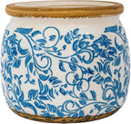 Vintage Ceramic Flower Pot - Indoor Outdoor Planters with Drainage Holes & Filter Screen, 6.5’’ Small Rustic Farmhouse Decorative Plant Pots for Garden/Patio/Balcony (Blue Vines, Small)