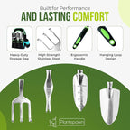 8 PCS Gardening Tools Set with Bag | Heavy-Duty Rust-Proof Hand Tools, Plastic Handles, 15 Plant Tags Included | Garden Tools, Gardening Essentials, Garden Supplies Gift for Men, Women & Gardeners
