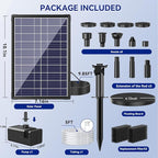 Antfraer Solar Fountain Pump for Bird Bath, 8W Solar Water Fountain Pump with Dry-Run Protection & Double-Layer Nozzles, Solar Powered Fountain with 5Ft Tubing for Small Pond, Bird Bath, Water Feature