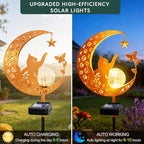 ZNYCYE Solar Garden Decor Outdoor Statue, Moon Fairy Garden Figurines with Cat Design for Mom Women Grandma Solar Stake Lights for Patio, Yard, Lawn, Pathway (Warm White)