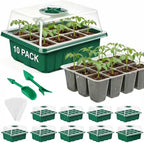 10 Pcks Seed Starter Tray 120 Cells Seed Starter Kit with Humidity Dome, Seed StartingTrays for Seed Seedling Planting Starter, Mini Greenhouse Plant Germination Trays（Green）