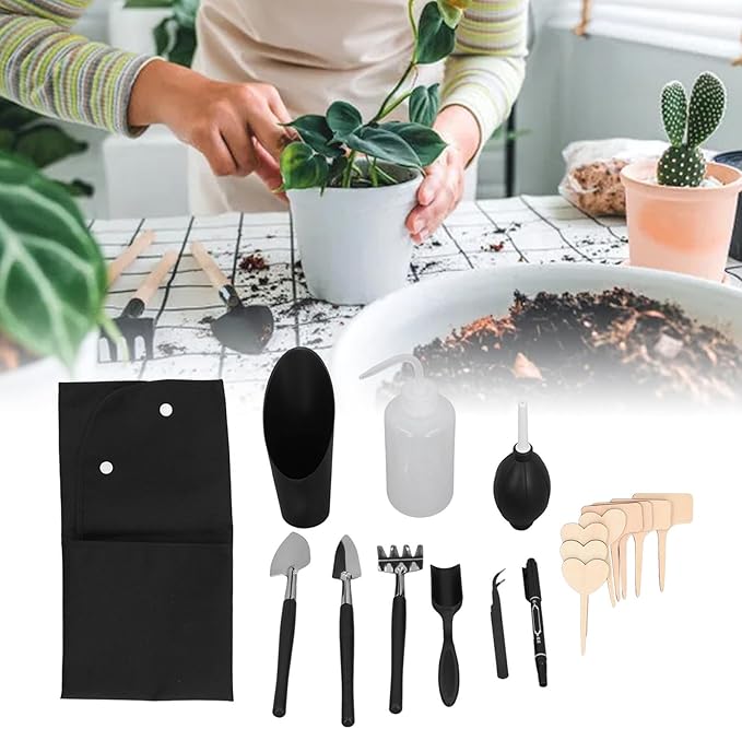 TOPINCN 18pcs Plant Tools Set Stainless Steel Gardening Tools with Lightweight Handle for Planting Transplanting Watering s Indoor Plants