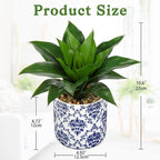 Briful Agave Plants Artificial Succulents Fake Plant in Blue Vase, 10.6'' Tall Realistic Faux Plant Indoor for Home Decor Living Room Kitchen Centerpiece Table