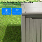 180 Gallon Outdoor Deck Box, Lockable Waterproof Outdoor Storage Boxes For Garden Tools,Indoor Cushions,Accessories Outside Storage Resin Weatherproof Container(Grey)