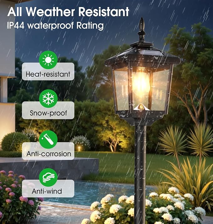 68" Solar Lamp Post Lights Outdoor,2-Pack 2700K Dusk to Dawn Solar Light Posts,Waterproof Outdoor Lights for Garden, Patio, Lawn, Pathway, Driveway, Front Porch Decor(Warm White)