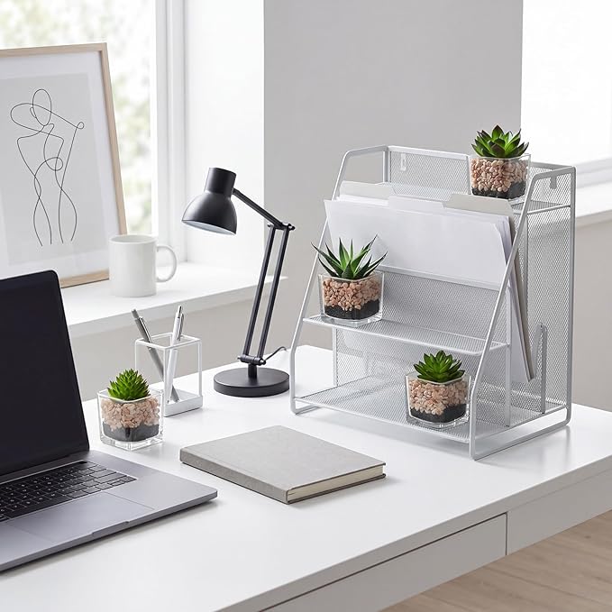 Briful Set of 3 Succulents Plants Artificial in Glass Pots Small Fake Succulents Plants Faux Plants Indoor for Home Office Table Desk Shelf Room Decor