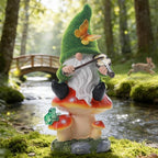 Solar Gnomes Garden Statue Decor for Mother's Father's Day,Gnome Figurines with LED Light for Garden Decorations for Patio Lawn Balcony Fairy Gardens Housewarming Gifts for Women Mom Grandma