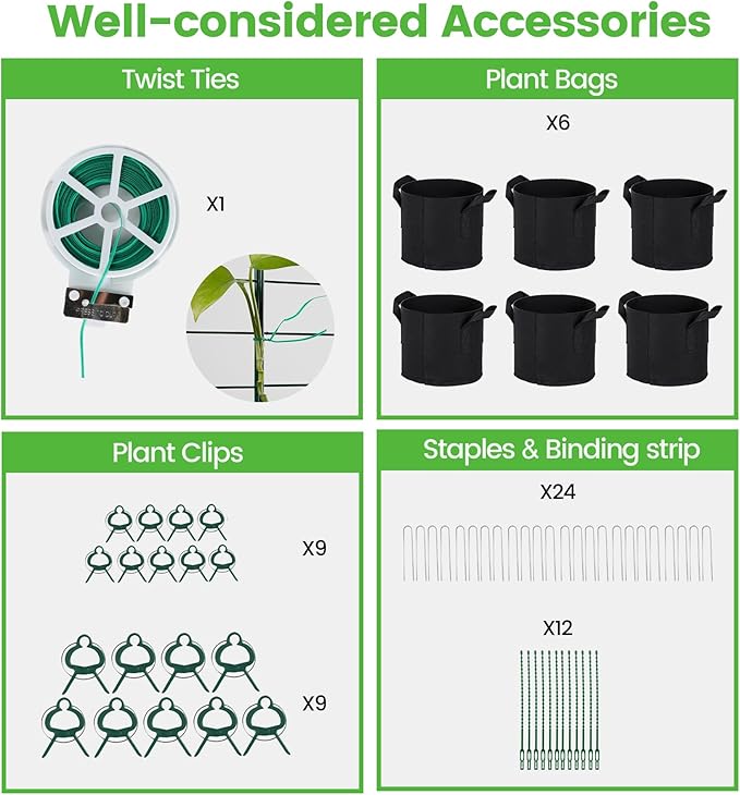 Foldable Cucumber Trellis - 3 Pack, 48" L x 34" W A-Frame Trellis, Climbing Plants Support Raised Bed Trellis, with Twist Ties & Plant Bags for Outdoor Yards Gardens