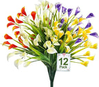TURNMEON 12 Bundles Calla Lily (240 Heads) Artificial Flowers for Outdoors, Fake Plants UV Resistant Faux Plastic Fake Flowers for Indoor Home Porch Yards Spring Summer Cemetery Decor(Color Mix)