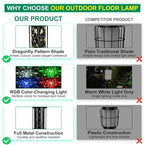 RGB Dragonfly Projection Solar Floor Lamps Outdoor, Metal Floor Light with Plant Stand,42.48" Decorative Waterproof Lighting for Garden,Patio,Porch,Yard,Deck,Black,2 Pack