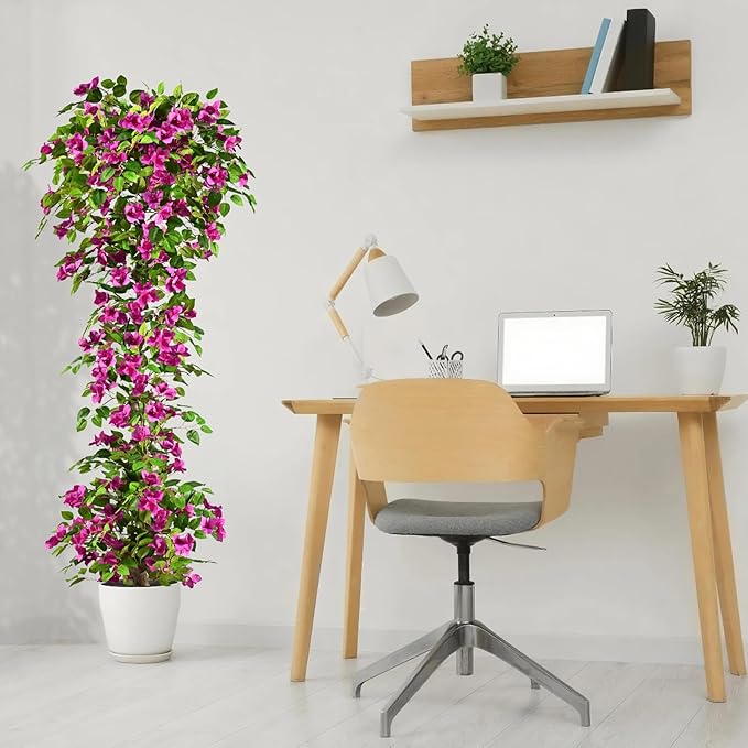 Artificial Bougainvillea Tree -6FT Faux Bougainvillea Tree with Realistic Flowers, Tall Fake Flower Tree for Indoor or Outdoor Decor, Silk Floral Plant for Living Room, Porch, Garden (Purple)