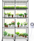 Barrina CX1 Plant Stand with Grow Lights for Indoor Plants, 5-Tier Large Tall Metal Plant Shelf with 1.6FT 160W Full Spectrum Plant Lights for Indoor Growing, 47x13.8x70.9IN