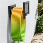 Garden Hose Holder Wall Mount, Heavy Duty Metal Water Hose Rack for Outside, Holds Up to 150FT, Storage Organizer, Easy Install, Black