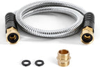 Cesun Short Garden Hose 3 ft with Female to Female Connector, Small Metal Leader Hose, Drinking Water Hose, Flexible, Lightweight Stainless Steel Water Pipe for RV, Outdoor, Yard, 3ft x 5/8"