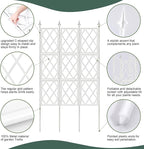 5.25FT Garden Trellis Support Fence,Metal Wall Lattice Climbing Frame for Climbing Plants Outdoor, White Iron Pipe Fence for Potted Plants Indoor for Ivy Vines Vegetable Flower, Patio, Lawn, Yard