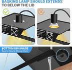 GOZILLA Turtle Tank Kit(Tank+Lamp+Filter), Upgrade PC Turtle Tank Starter Kit with Adjustable Lamp & Filter, Reptile Hideout Habitat with Lid for Small Reptiles.(15.75 × 7.9 × 9''/Black Kit)