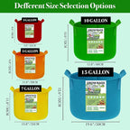 3 Gallon Grow Bags, Colorful Grow Bags 3Gal Fabric Planters Grow Bags, Fabric Plant Grow Bags Garden Bgas Fabric Pots Tomato Planter Bags for Vegetables Flowers, 5-Pack