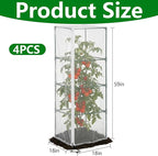 4 Pcs Garden Bird Netting for Square Plant Cage, 59" x 18" x 18" Tomato Cage Garden Net Cover with Zipper, Tomato Trellis Insect Bird Barrier Protection Mesh for Vertical Climbing Plants Vegetables