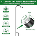 BEAU JARDIN 4 Pack Solid Shepherds Hook 65in Tall One Piece Structure No Assembly Required 1/2in Thick Heavy Duty Shepards Hook for Bird Feeders Pole Garden Outdoor Plants Lanterns Wedding Metal
