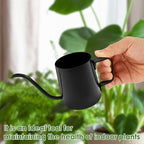 12oz/350ml Stainless Steel Plant Watering Pot,Small Watering Can for Indoor Plants,Mini Watering Can with Long Mouth & Ergonomic Handle for Indoor House Plants Flower Bonsai Outdoor Garden(Black)