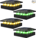 Peasur 4x4 Solar Post Lights Outdoor, 4 Packs Green & Warm White LED Fence Caps Light Waterproof, Wood & Vinyl Post Top Lighting for Deck Mailbox Railing Porch Outside