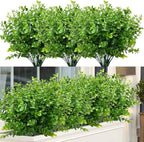 24 Bundles Outdoor Artificial Boxwood UV Resistant Fake Stems Plants, Faux Plastic Greenery for Indoor Outside Hanging Plants Garden Porch Window Box Home Wedding Farmhouse Décor