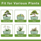 Bonsai Pots - 13.7 Inch Rectangle Ceramic Pots for Plants, Large Succulent Planter with Drainage Hole, Decorative Planters for Indoor Outdoor, Garden House Decor, Housewarming Gifts, Green