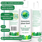 Monstera Plant Food - Premium Nutrient Rich Liquid Fertilizer (5-2-3 NPK) for Monstera Deliciosa & Other Tropical Plants | Supports Strong Roots & Large, Lush Leaves | Safe, Gentle, Easy-to-Use | 8 oz