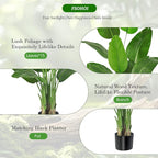 Birds of Paradise Plant Artificial, 6.6FT Fake Plant Faux Banana Leaf Tree with 15 Banana Leaves, Lifelike Tall Fake Tropical Palm Indoor Silk Floor Plant in Black Pot for House,Office,Room,Home Decor