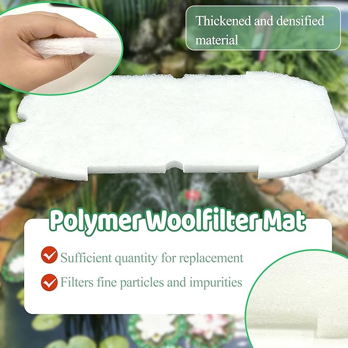 PurifyLogix 18 PCS Pond Filter Kits for Pennington Inpond 5 in 1 600 Gallon Model Water Pump, Includes 4 Foam Filter, 12 Polymer Woolfilter Mats, 2 Ceramic Media Rings Compatible with Aquagarden 600
