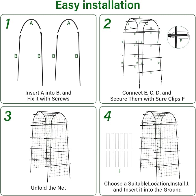 Garden Arch Trellis for Climbing Plants, Adjustable Tunnel Trellis 7.4FT Tall & 2.8 FT Depth, Metal Plant Support Garden Trellis Arch for Outdoor Climbing Vine,Vegetable, Fruit, Flower