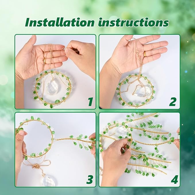 3 Pack Crystal Suncatchers for Window Boho Decor—Purple Plant Inspired Hanging Wind Chimes with Chain Rainbow Prism Indoor Outdoor Home Decor & Plant Lover Gift