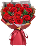 ADDWel 12 Preserved Red Roses Bouquet - Real Roses That Last Years, Romantic Anniversary & Birthday Gifts for Wife, Girlfriend - A Dozen Flowers for Delivery, Present for Her, Mom