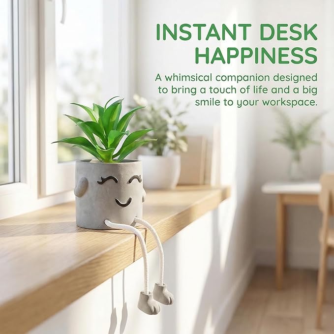 Fake Plant with Hanging Leg Artificial Succulents Plant in Mini Pot Shelf Bathroom Office Window Desk Kitchen Decor Faux Cute Real Plant 1 PC
