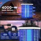 Bug Zapper Outdoor, Mosquito Zapper 2 in 1 Portable & Rechargeable Bug Zapper Outdoor with 5000mAh Battery & LED Night Light, 4000V Electric Fly Zapper for Outside,Patio,Backyard,Garden Blue